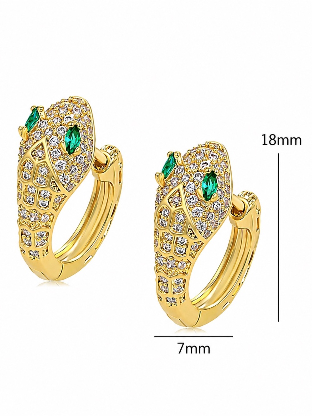 14k Gold Plated Hoop Earrings with White Zircon - Picture 3 of 9